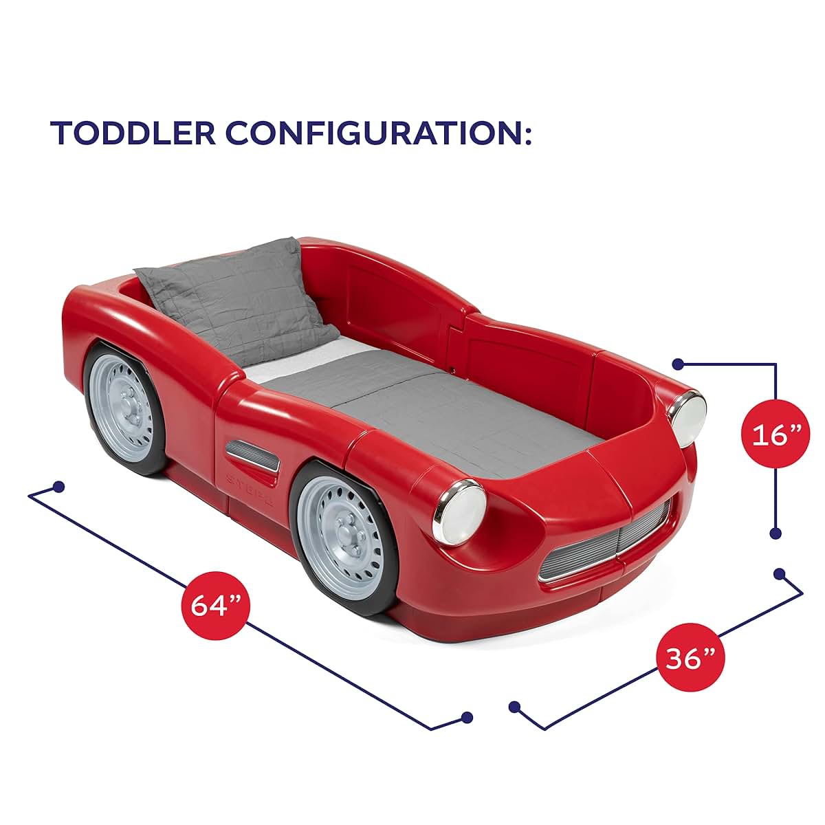 Step2 Roadster Toddler-to-Twin Bed, Convertible Race Car Frame