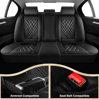 AutoSeatProtector Mitsubishi Car Seat Covers, Waterproof Faux Leather, Airbag Compatible, 5 Full Seats Pure Black