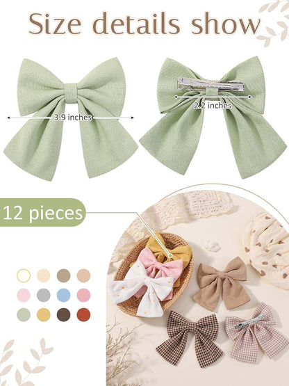 Jollybows 12-Piece Baby Girls Hair Clips - Fable Bow Accessories