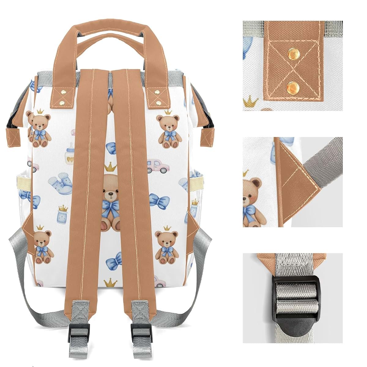 Joyestore Personalized Cute Bear Diaper Backpack With Custom Name (photo 4)