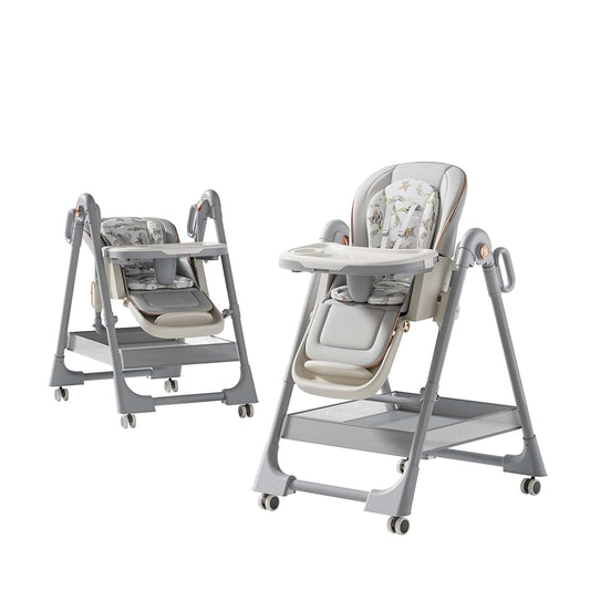 Oubeauou Multifunctional Baby Dining Chair with Adjustable Height, Food Tray, Omnidirectional Brake Wheels, Shoulder