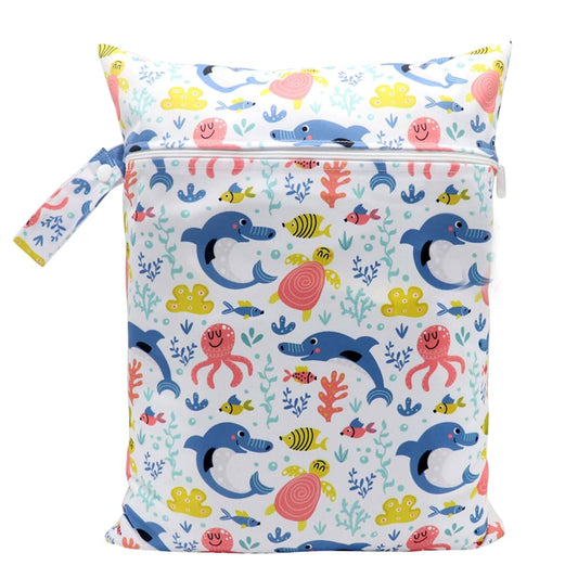 Ldabrye Cartoon Print Baby Diaper Bag Wet Dry Nappy Zipper Handbag Large Capacity for & Travel
