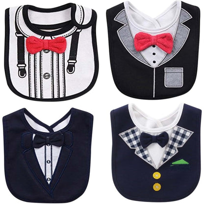 Fancybibs Baby Drool Bibs With Bowtie Tuxedo Design, 4-Pack