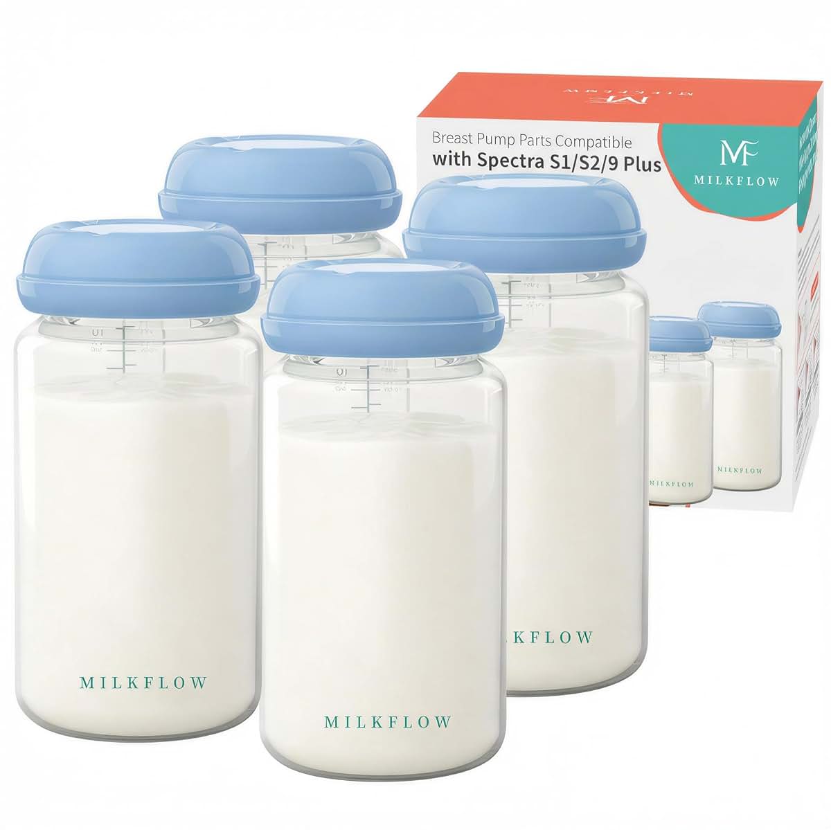 Breast Milk Storage Bottles, 4 Pack Wide Neck Pumping Containers