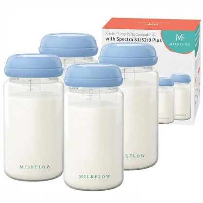 Breast Milk Storage Bottles, 4 Pack Wide Neck Pumping Containers