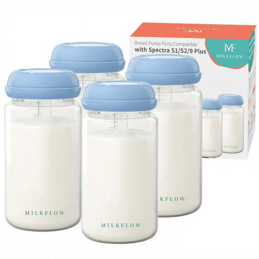 Breast Milk Storage Bottles, 4 Pack Wide Neck Pumping Containers