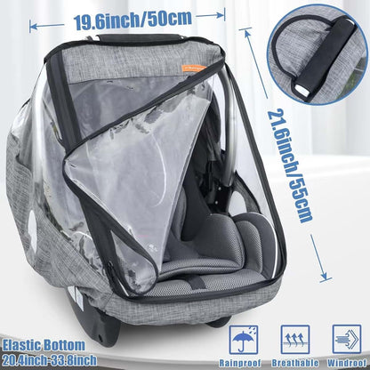 Infant Car Seat Rain Cover With Quick-Access Zipper And Vents