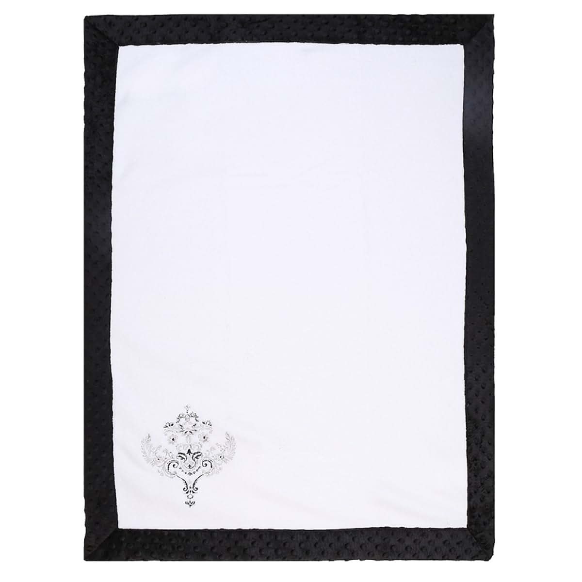 Bacati Damask Baby Blanket in White and Black (photo 4)