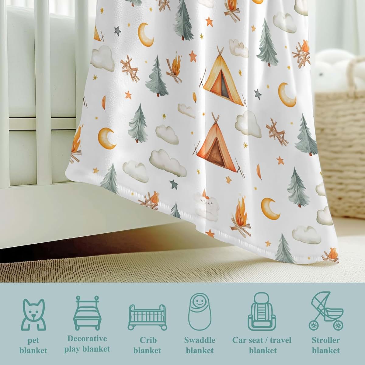 Wicbfdfv Cute Camping Tent Pine Baby Blanket Tree 40x50 Inch (photo 4)