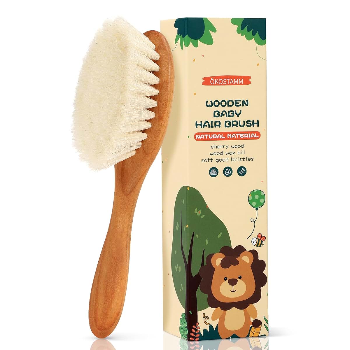 ÖkoStamm Cherry Wood Baby Hair Brush With Soft Goat Bristles