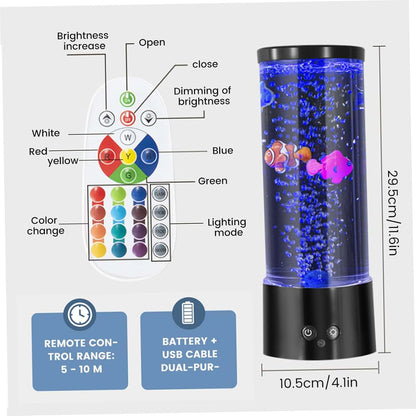 Bemonew Fish Lamp Fish Bubble Lamp Multi-Color Changing Bubble with Remote Control USB/Battery-Operated Light for Kids (photo 4)