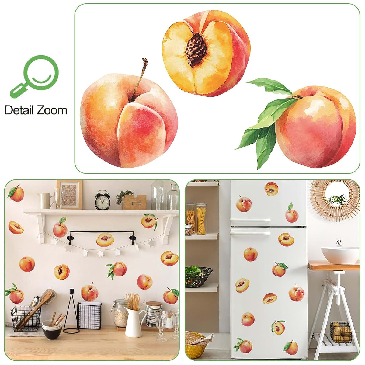 DTLIFEK Peach Wall Decals Sweet Fruit Wall Stickers