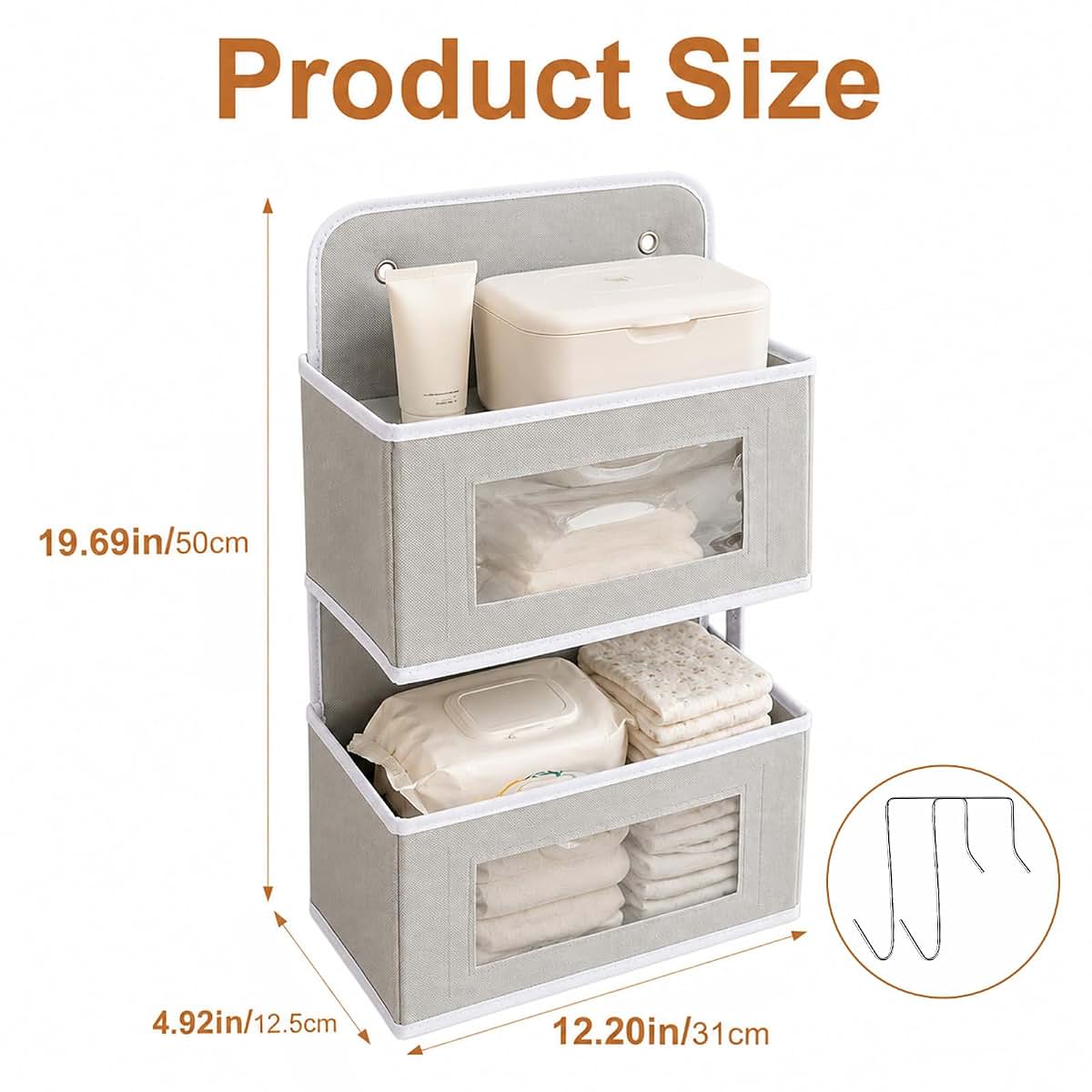 YANQORVELI Hanging Diaper Organizer for Changing Table, Cribs, Baby Nursery Organizers and Storage, Playard or Wall & (photo 3)