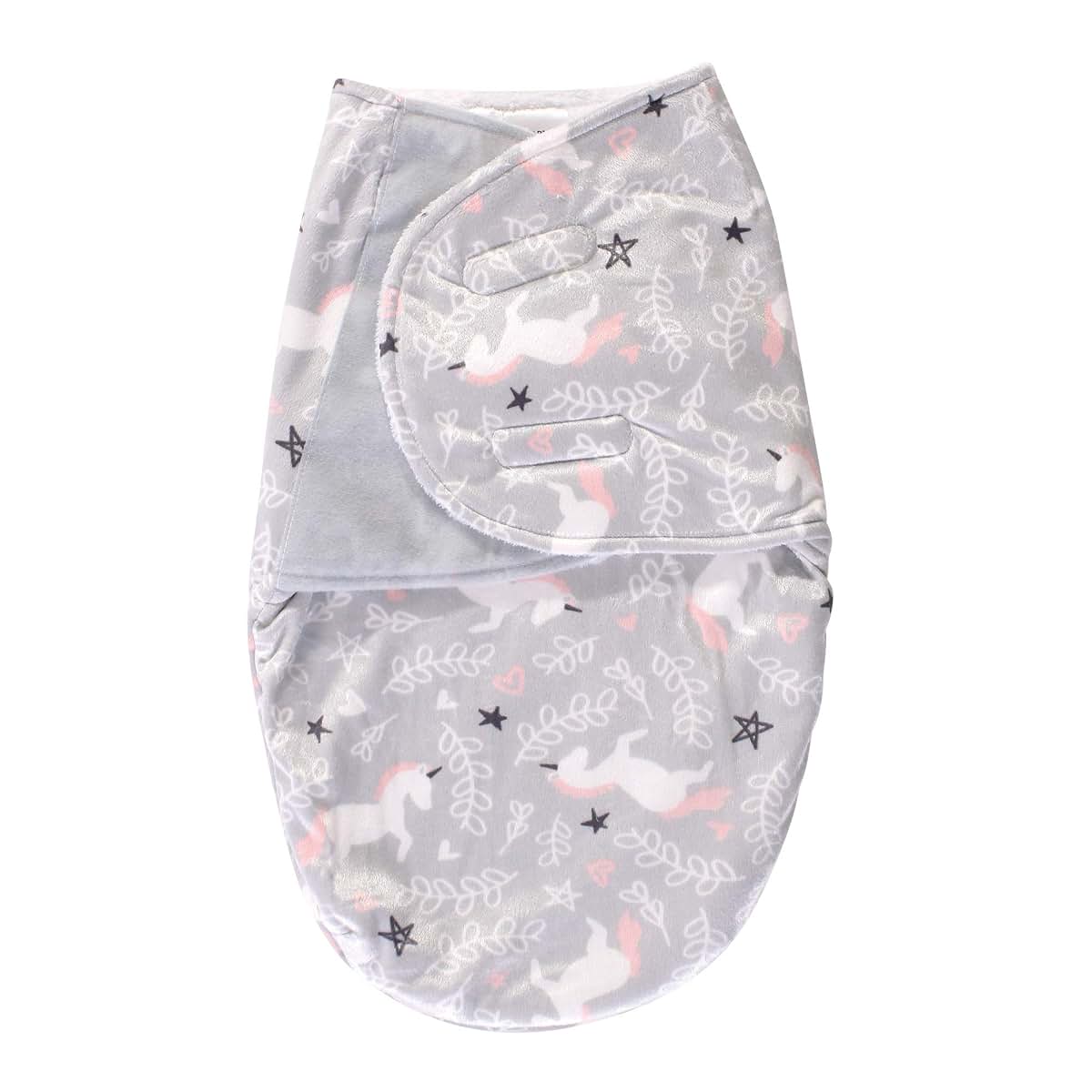Hudson Baby Unisex Plush Swaddle Wrap | Gray Unicorn, 0-3 Months