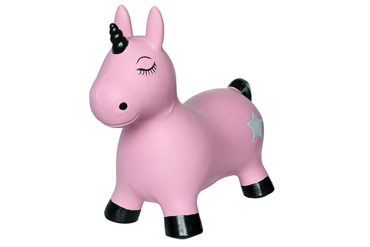 NPV Group Pink Unicorn Bounce & Ride-on Inflatable Hopper Toddler Toy with Pump