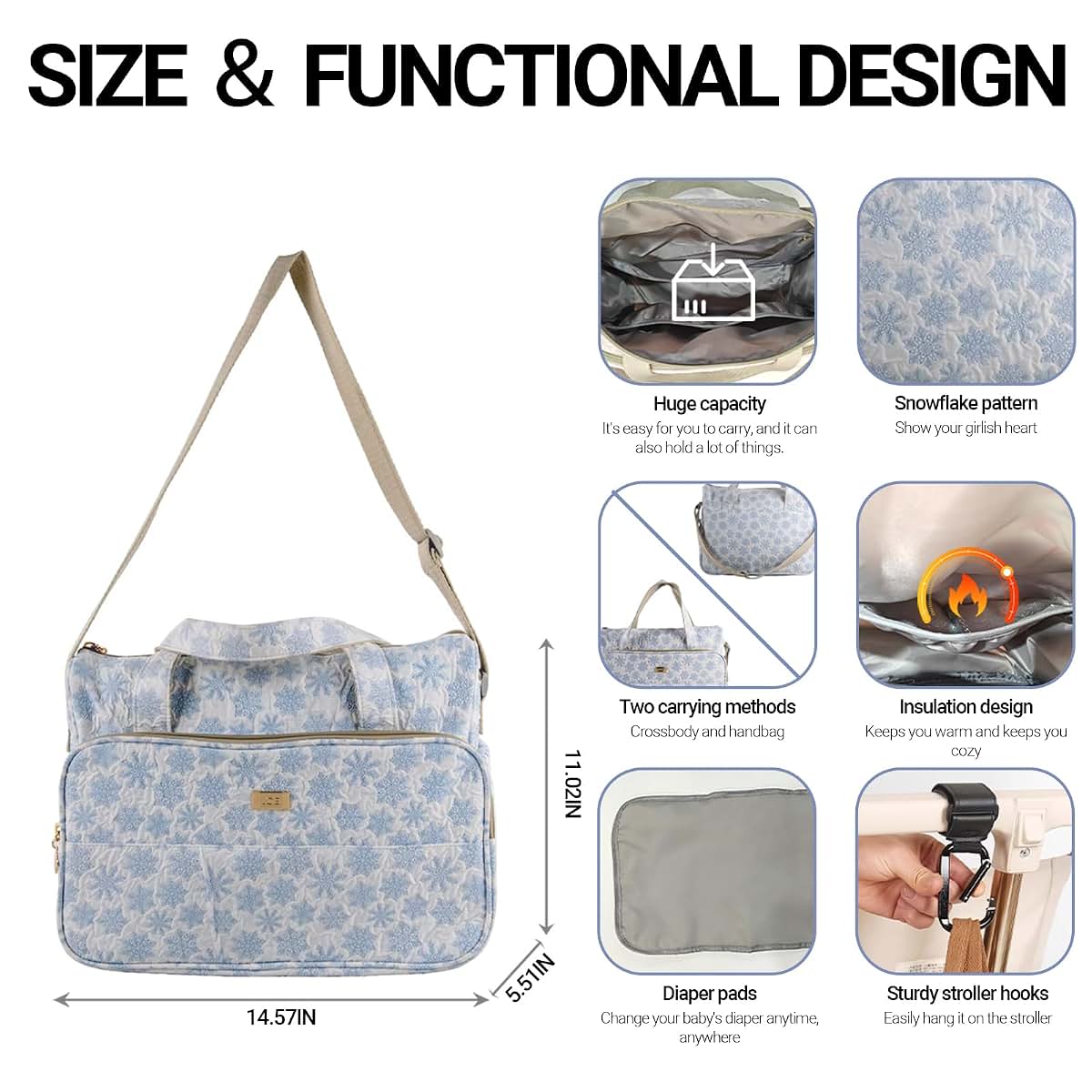 arts fu fu Tote Cute Diaper Bags Crossbody Diaper Bag Mommy Bag with Insulated Hospital Bags Changing Pad ＆ Stroller (photo 4)