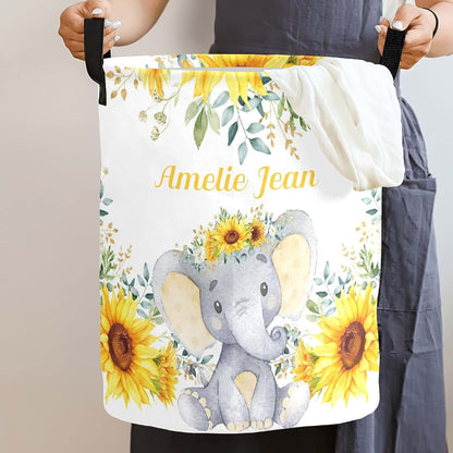 Joyestore Elephant Watercolor Sunflowers Storage Bin And Laundry Hamper (photo 2)