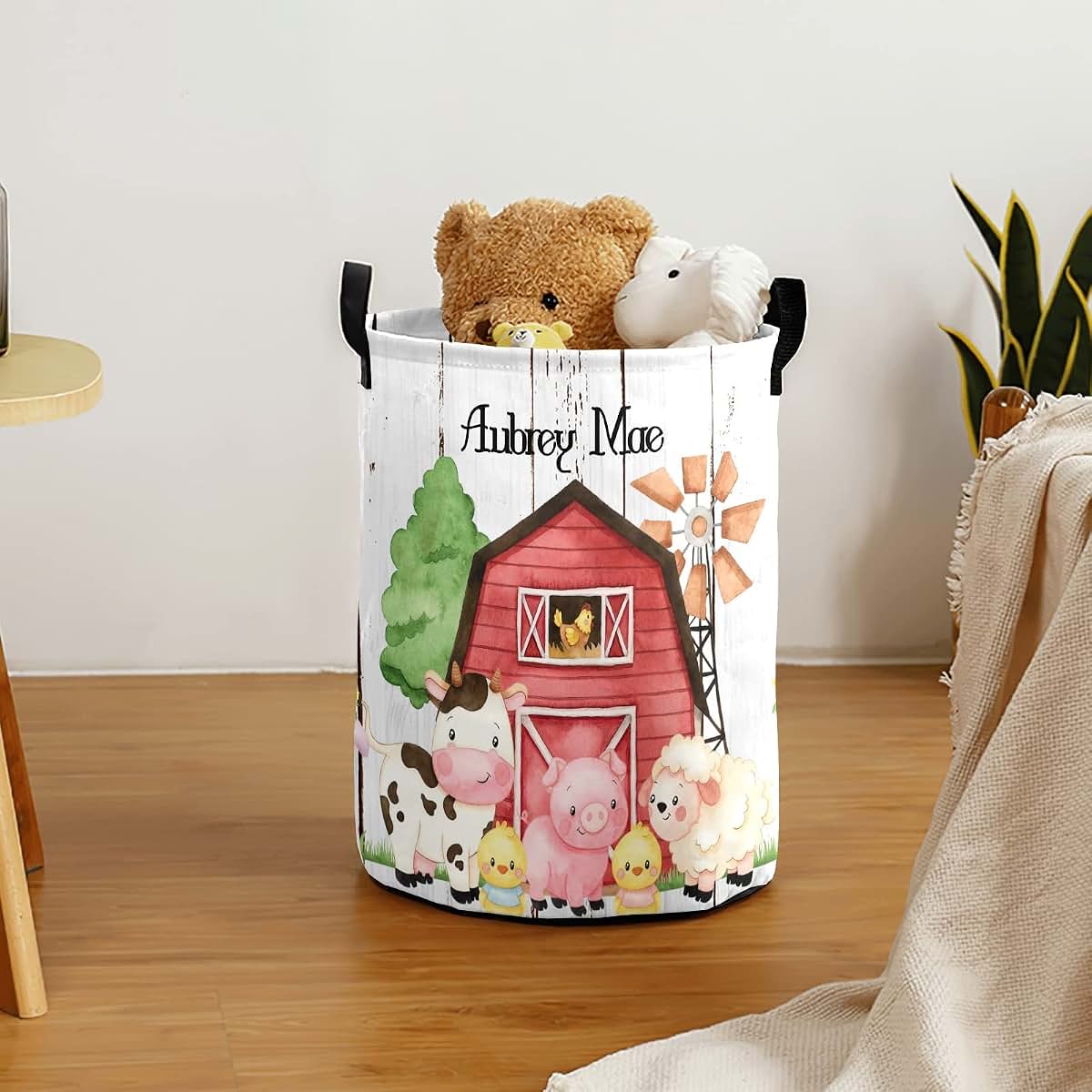 Joyestore Custom Farm Animals Laundry Hamper, Toy Storage Bin, Nursery Room Decor (photo 3)