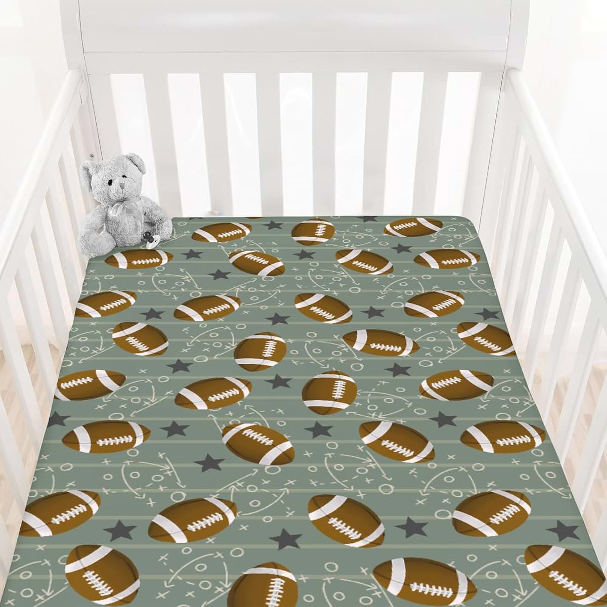 Cstdyfrv Football American Sport Baby Crib Sheets Football Game Day Toddler Bedding Bed Sheets Sports Lovers Gift