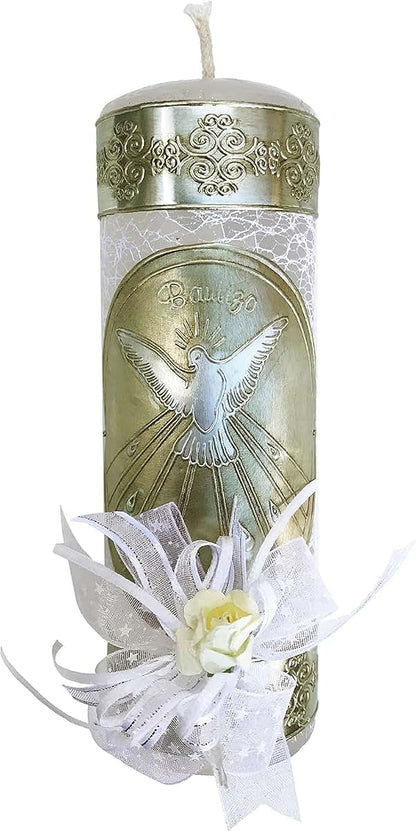 Grahmart Catholic Baptism Candle Set In A Wooden Box White