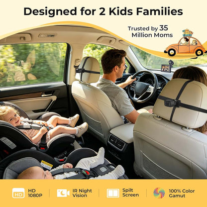 Itomoro Baby Car Camera HD 1080P Dual-Channel Display With 2 IR Night Vision Cameras, 4.3 Inch