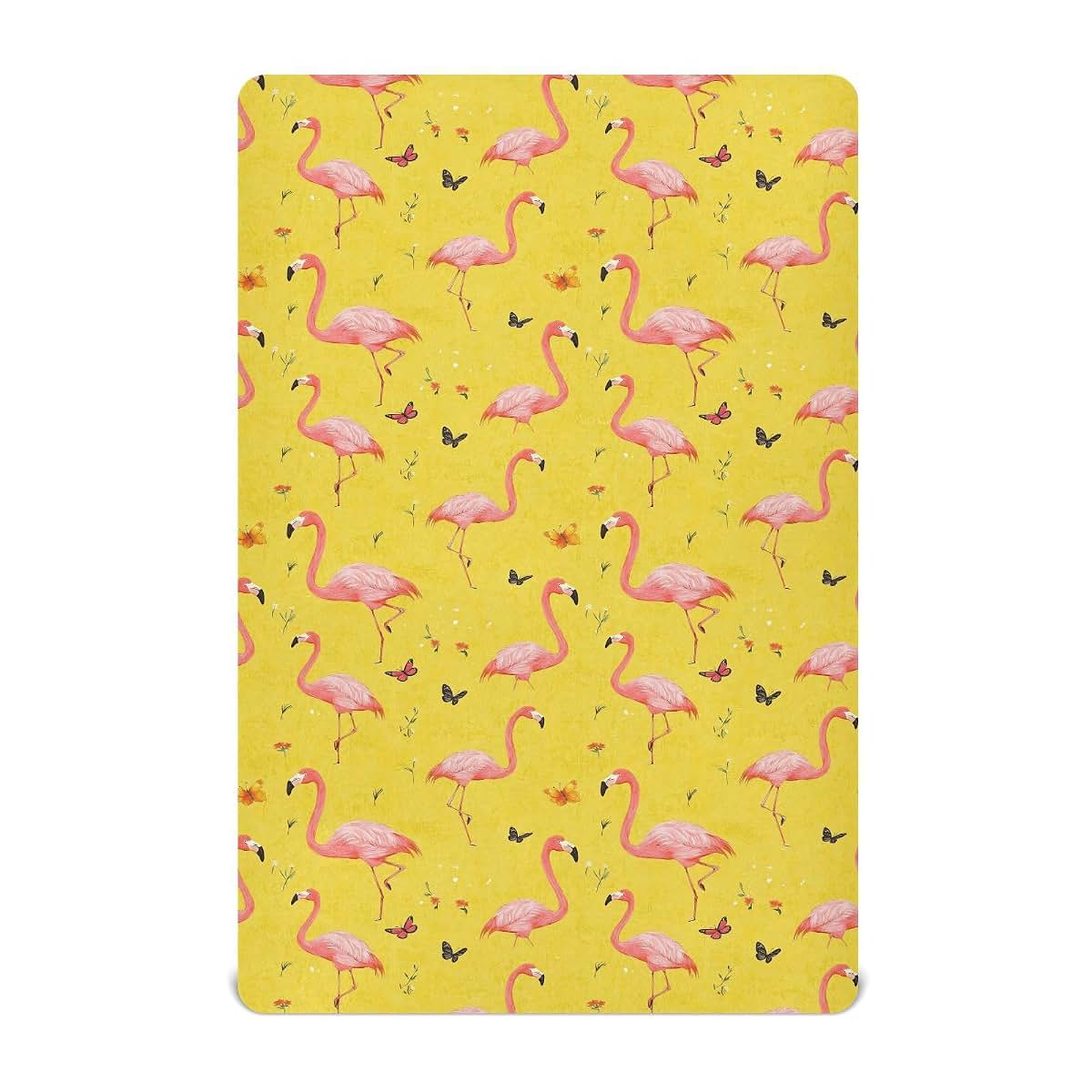 Crib Fitted Sheet For Standard Crib And Toddler Mattress 52x28in Sweet Flamingo