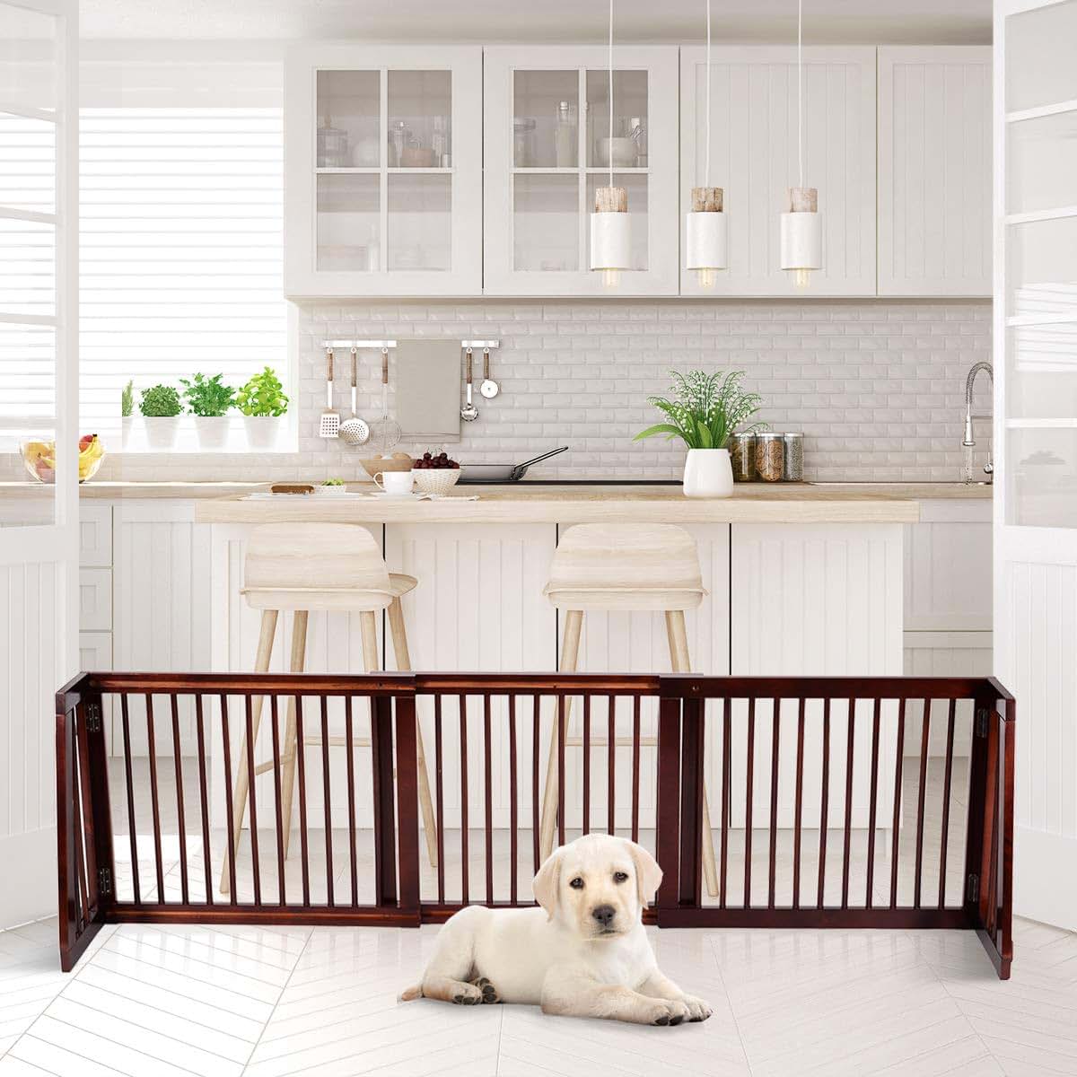 Chefjoy Expandable Solid Pine Wood Dog Gate for Doorways