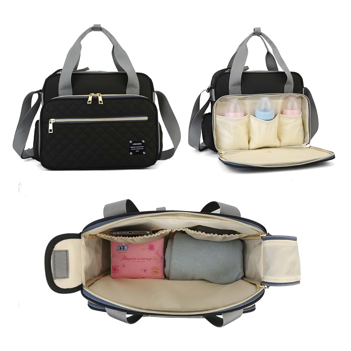 MEYTEILAY Diaper Bag Tote Baby Changing Bag Large Baby Bags for Mom Multifunction Travel Nappy Bag（Balck） (photo 3)