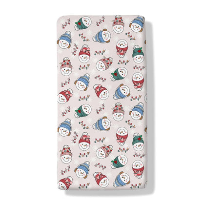 Cstdyfrv Christmas Snowman Baby Crib Sheets, Fitted Polyester Bedding