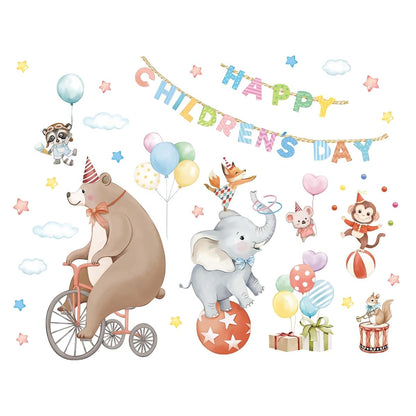 BabyOneStop Circus Animal Wall Decals With Bear And Elephant