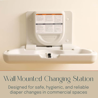 SVYP SlimFold Commercial Baby Changing Station, Wall-Mounted, White Granite