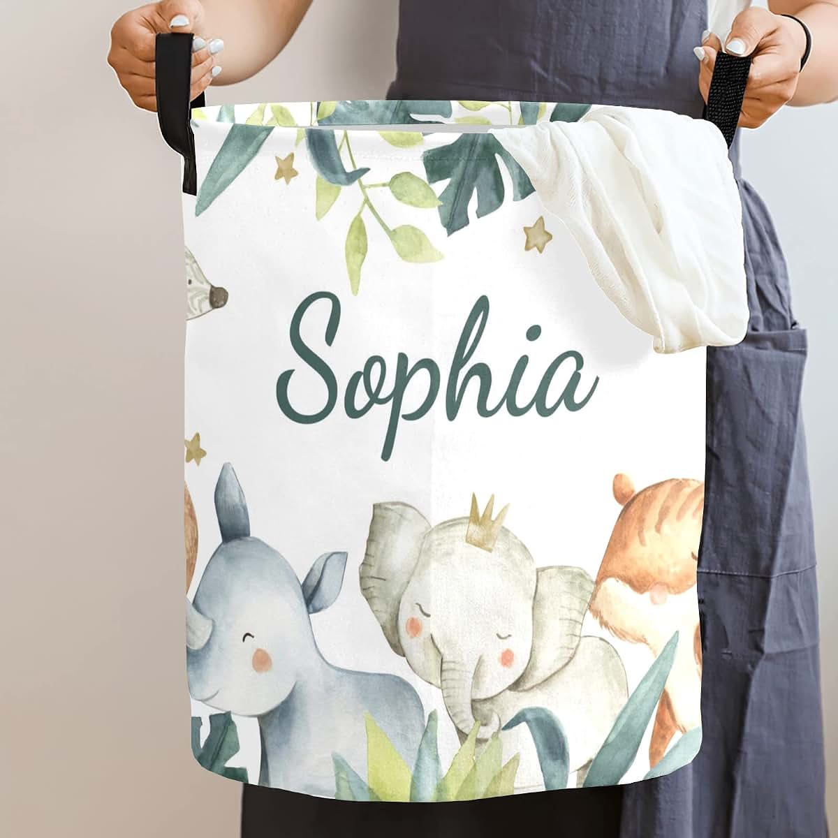 Attentive Arts Personalized Laundry Basket With Handles (photo 2)