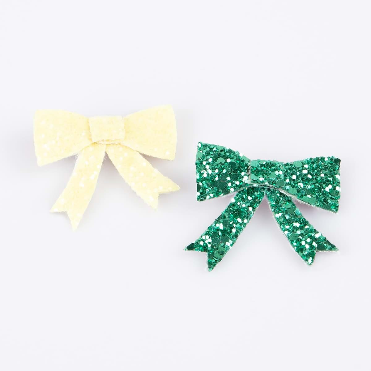 Glitter Bow Hair Clips Set of 4 for Girls