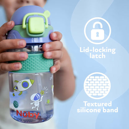 Nuby Thirsty Kids Flip-It Bolt Toddler Cup with Silicone Spout, 12 oz, Butterflies