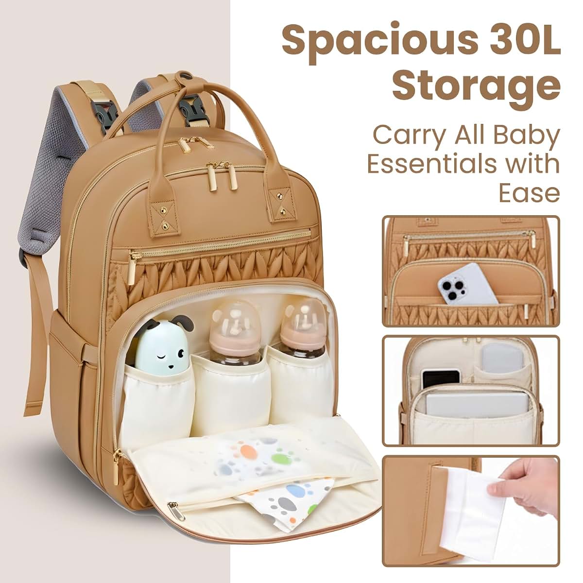 Jubily Diaper Bag Backpack, 30L Waterproof Travel Bag with Portable Changing Pad (photo 2)