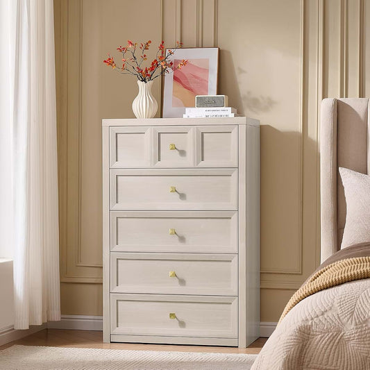 Yikingbay 5-Drawer Dresser with 3D Texture and Metal Handles