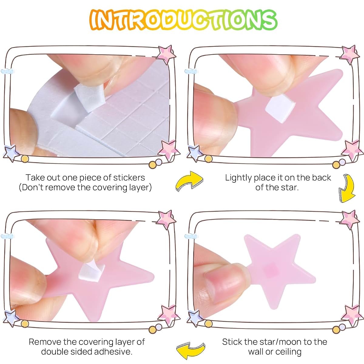 iFunLong Glow in The Dark Stars for Ceiling - 200pcs 3D Star Stickers & 6 Glowing Moons with Adhesive Pads, Ceiling (photo 4)