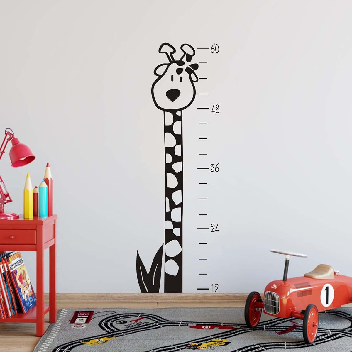JURUOXIN Growth Chart Wall Decal Giraffe Art Vinyl Height Chart Sticker Black (photo 3)