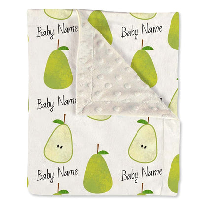 Gifts Everywhere Personalized Fruit Pear Blanket Baby Kids & Infant Soft Plush Minky Dot Toddler Swaddling Blanket