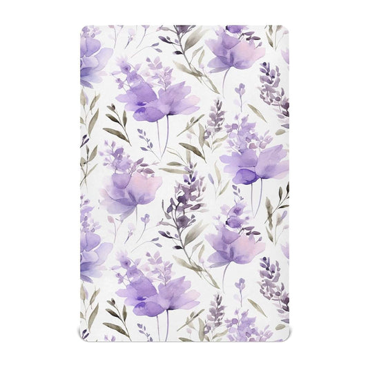 AIXIWAWA Watercolor Purple Floral Crib Sheet, Fitted Breathable Mini Playard Sheet, 2 Sizes