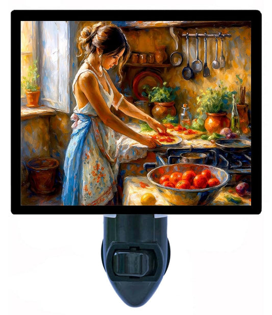 Night Light Designs Heirloom Tomatoes Night Light – Kitchen Cooking Design, Fully Enclosed, Rotating Plug, Glass Front