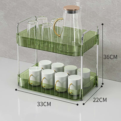 Equlup Mug Drying Rack With Drain Tray Double Layer Green