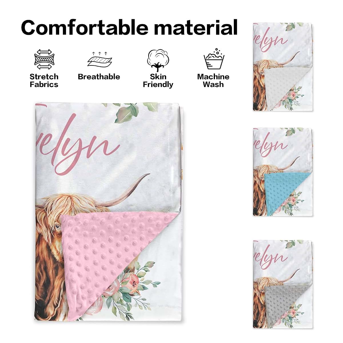 BabyOneStop Personalized Baby Blanket With Custom Name And Animal Design