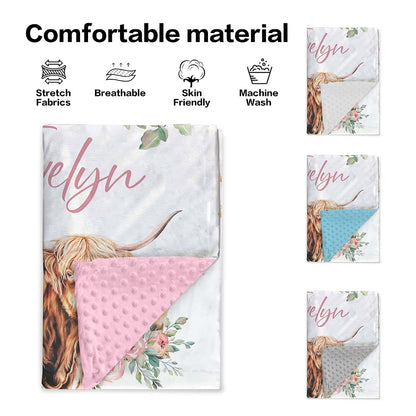 BabyOneStop Personalized Baby Blanket With Custom Name And Animal Design