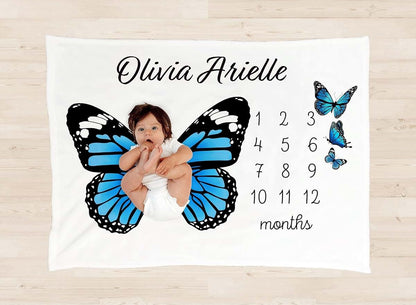L&NG Halloween Butterfly Milestone Blanket, Personalized Baby Photo Prop (photo 2)