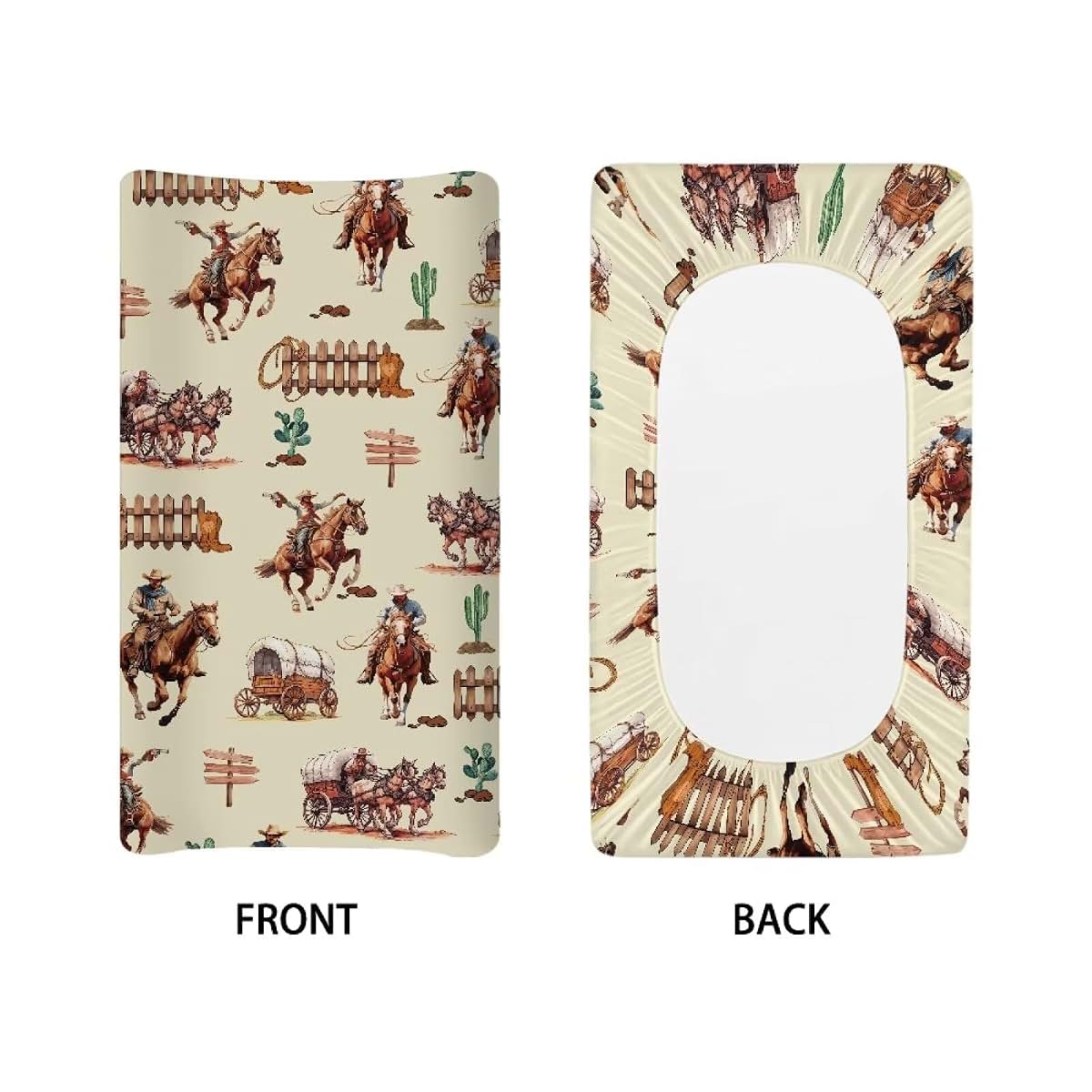 Tongluoye Western Cowboy Horse Changing Pad Covers Baby Changing Pad Sheets for Girls Boys Ultra Soft Stretchy Diaper (photo 2)