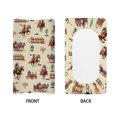 Tongluoye Western Cowboy Horse Changing Pad Covers Baby Changing Pad Sheets for Girls Boys Ultra Soft Stretchy Diaper (photo 2)