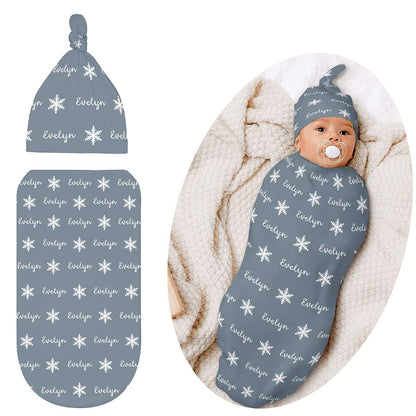 YallLocoMo Personalized Baby Swaddle Blanket with Matching Hat