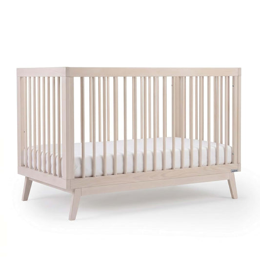 dadada Soho Solid Wood 3-in-1 Convertible Baby Crib, Washed Beechwood