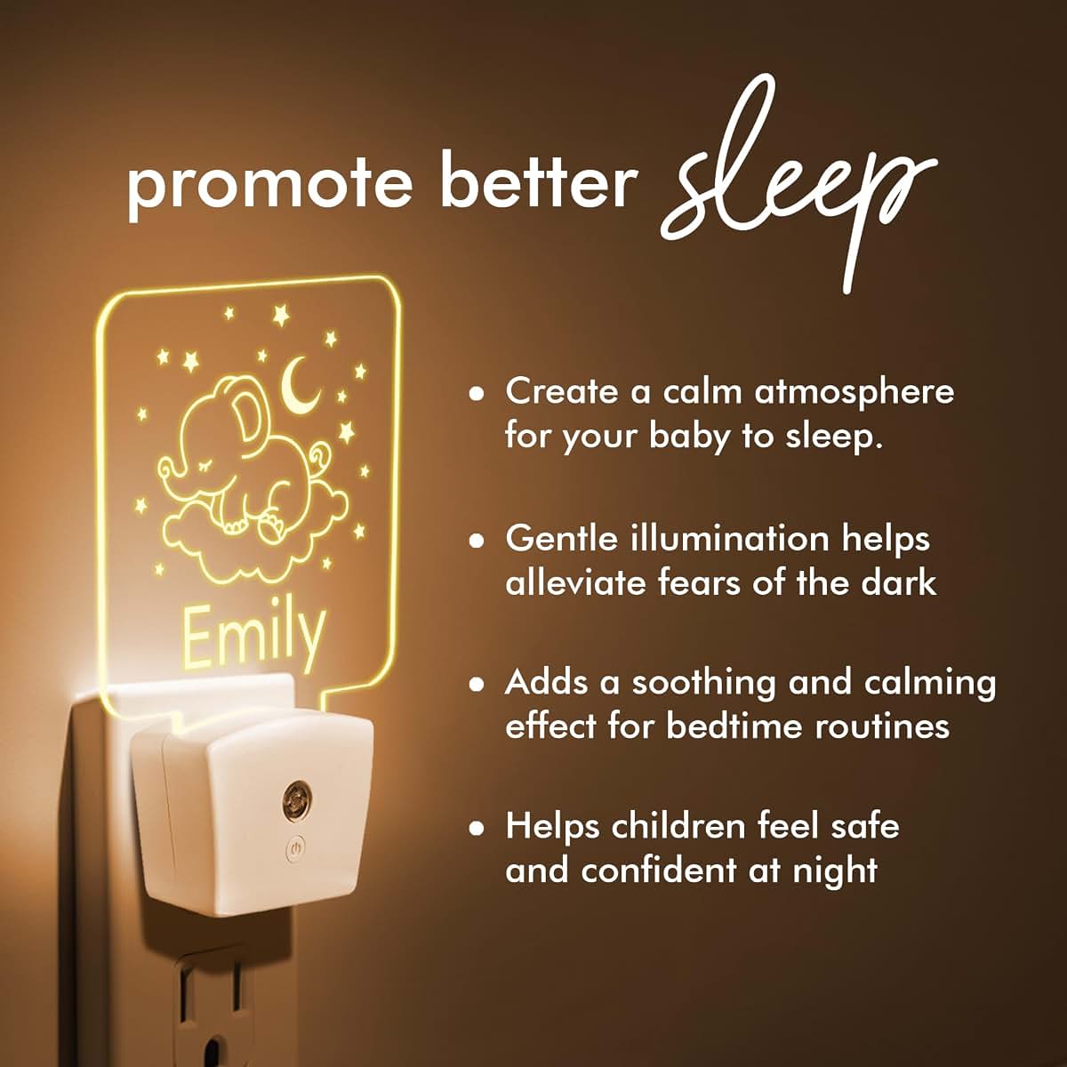 With Love From Julie Personalized Elephant Night Light For Nursery (photo 2)